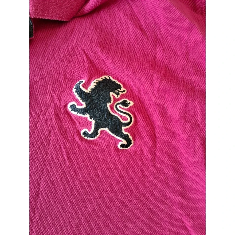 Mens XXL Express‎ Short Sleeve Polo Shirt Pink Large Lion Logo Classic - Picture 4 of 11